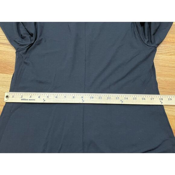 Eileen Fisher Women's M Black Dress Rayon Shift Midi Cocktail Travel Minimalist - Picture 8 of 12